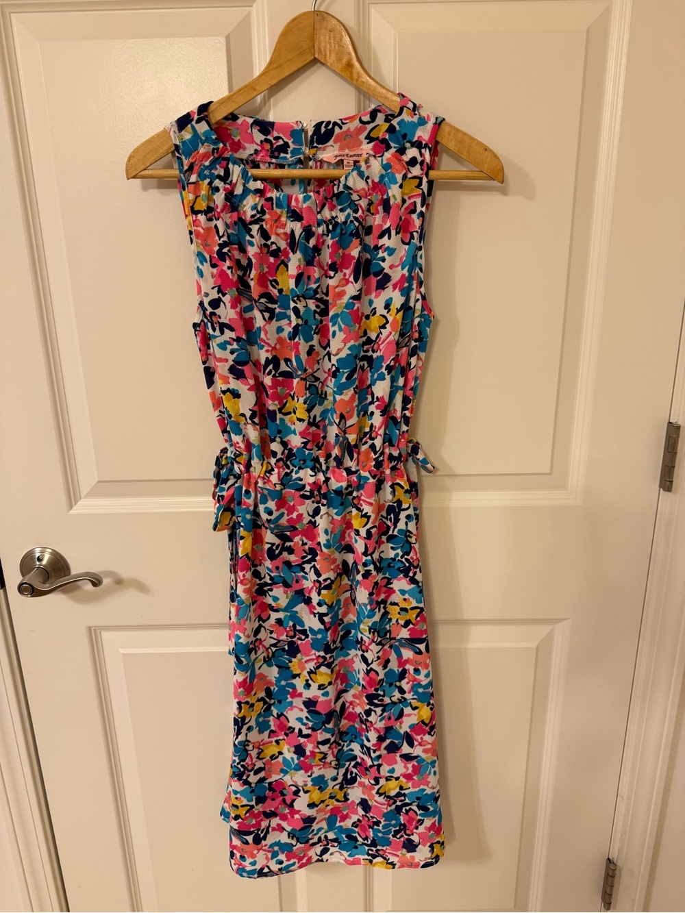 Juicy Couture Women’s M Bright Floral Cinched Waist Sleeveless Dress EUC